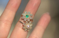 Daisy Pearl & Diamond Ring